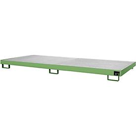 Regalwanne Typ RW/GR 3300-1, mit Gitterrost, grün RAL6011