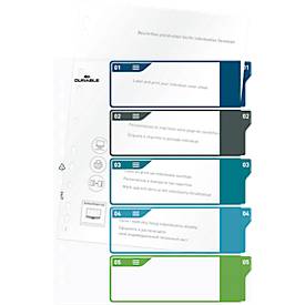 Register Durable, 5-teilig, DIN A4+, Indexblatt, EDV-beschriftbares Register, mit farbigen Taben