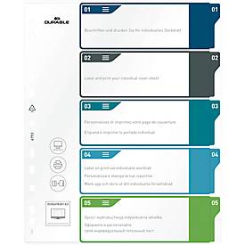 Register Durable, 5-teilig, DIN A4+, Indexblatt, EDV-beschriftbares Register, mit farbigen Taben