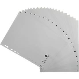 Register Exacompta 1720B, Format A4, Universallochung, Taben A-Z, B 225 x H 297 mm, Blauer Engel, Recycling-Kunststoff, grau