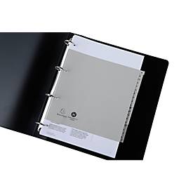 Register Exacompta 1723B, A4 Halbformat, 2-fach-Lochung, Taben A-Z, B 225 x H 210 mm, Blauer Engel, Recycling-Kunststoff, grau