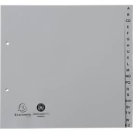 Register Exacompta 1723B, A4 Halbformat, 2-fach-Lochung, Taben A-Z, B 225 x H 210 mm, Blauer Engel, Recycling-Kunststoff, grau