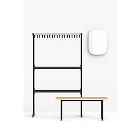Reihengarderobe Functionals TERTIO EV2, freistehend, 19 Haken, B 1000 mm, Aluminium/Stahl/Kunststoff, silber-dunkelgrau