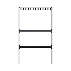 Reihengarderobe Functionals TERTIO EV2, freistehend, 19 Haken, B 1000 mm, Aluminium/Stahl/Kunststoff, silber-dunkelgrau
