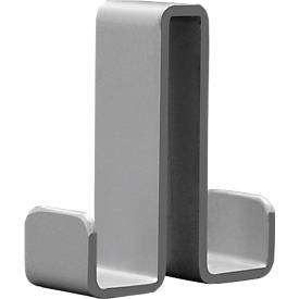 Reihengarderobe Sevilla, pulverbeschichteter Stahl in Alusilber, inkl. 10 Doppelhaken