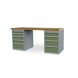 Reihenwerkbank Bedrunka+Hirth, Buche-Multiplex-Arbeitsplatte, 9 Schübe, abschließbar, bis 1000 kg, B 2000 x T 750 x H 859 mm