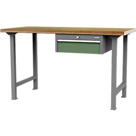 Reihenwerkbank Bedrunka+Hirth, Buche-Multiplex-Arbeitsplatte, Unterhängeschrank mit 1 Schub, abschließbar, bis 200 kg, B 2000 x T 750 x H 859 mm