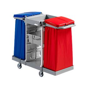 Reinigungswagen Abfallsammler Duo, inkl. 2 Ablageschalen u. 2 Abfallsackhalterungen