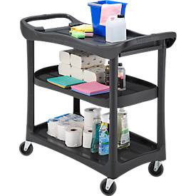 Reinigungswagen Pure 3 Etagen, Servicewagen für Büro/Hotel/Pflege, hygienische Flächen, leicht zu reinigen, leiser Lauf