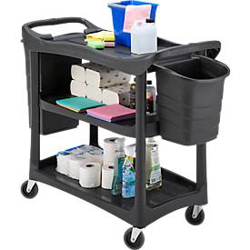 Reinigungswagen Pure 3 Etagen, Servicewagen für Büro/Hotel/Pflege, hygienische Flächen, leicht zu reinigen, leiser Lauf