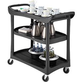 Reinigungswagen Pure 3 Etagen, Servicewagen für Büro/Hotel/Pflege, hygienische Flächen, leicht zu reinigen, leiser Lauf