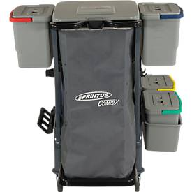 Reinigungswagen Sprintus CombiX PRO XL, 6 Eimer/67 l insg, Müllsackhalterung, Wanne, für Innen, grau