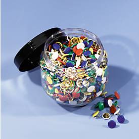 Reißnägel, kunststoffüberzogen, bunt, 750 Stück