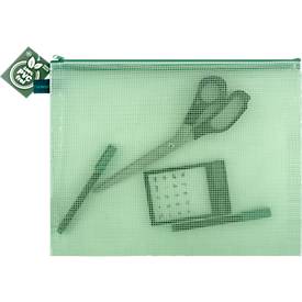 Reißverschlussbeutel FolderSys, A4, Stärke 0,20 mm, B 357 x H 272 mm, PVC-freie Folie, grün-transparent