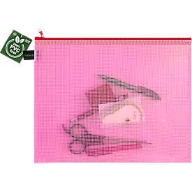 Reißverschlussbeutel FolderSys, A4, Stärke 0,20 mm, B 357 x H 272 mm, PVC-freie Folie, rot-transparent