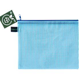 Reißverschlussbeutel FolderSys, A5, Stärke 0,20 mm, B 254 x H 200 mm, PVC-freie Folie, blau-transparent