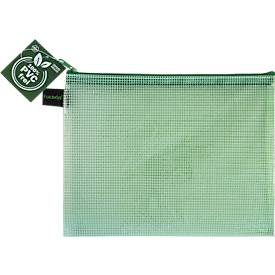 Reißverschlussbeutel FolderSys, A5, Stärke 0,20 mm, B 254 x H 200 mm, PVC-freie Folie, grün-transparent