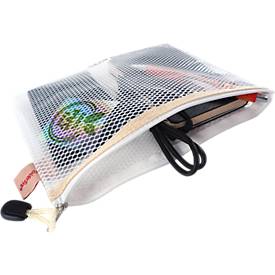 Reißverschlussbeutel FolderSys, Halteschlaufe & Kordel, PVC-frei, Kunststoff transparent, Format A4, 10 Stück