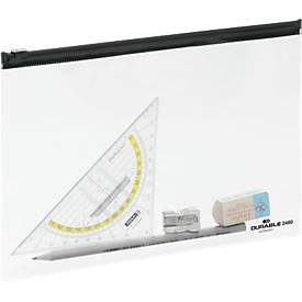 Reißverschlusstasche ZIP BAG, transparent mit schwarzem Zipper, A5, 5 St.