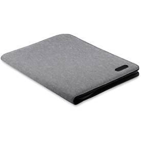 Reißverschlussmappe, A4, Polyester, schwarz/grau, mit linierter Schreibblock