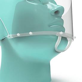 RENZ Gesichtsschutzschild Mund/Nase, austauschbarer Schild, elastische Gummibänder, weiß/glasklar