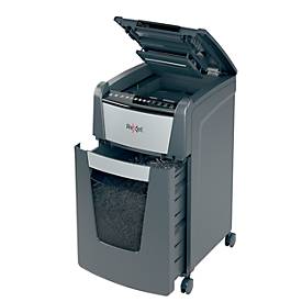 Rexel Aktenvernichter Optimum AutoFeed+ 300X, Vollautomatik, Partikelschnitt 4 x 25 mm, P-4, 60 l, 10-300 Blatt Schnittleistung, mit Lenkrollen, schwarz