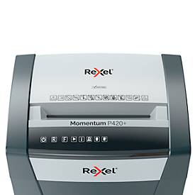 Rexel Momentum Extra P420+ Aktenvernichter, mobil, P4, Partikelschnitt 4 x 35 mm, 30 l, 20 Blatt Schnittleistung, schwarz