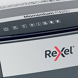 Rexel Momentum Extra P420+ Aktenvernichter, mobil, P4, Partikelschnitt 4 x 35 mm, 30 l, 20 Blatt Schnittleistung, schwarz