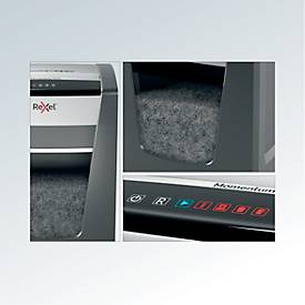 Rexel Momentum M515 Aktenvernichter P5, Partikelschnitt 2 x 15 mm, 30 l, 15 Blatt Schnittleistung, Anti-Papierstau-Technologie, mit Rollen, schwarz