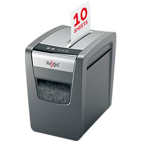 Rexel Momentum X410-SL Slimline Aktenvernichter P4, Partikelschnitt 4 x 28 mm, 23 l, 10 Blatt Schnittleistung, Anti-Papierstau-Technologie, schwarz