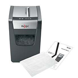Rexel Momentum X410-SL Slimline Aktenvernichter P4, Partikelschnitt 4 x 28 mm, 23 l, 10 Blatt Schnittleistung, Anti-Papierstau-Technologie, schwarz