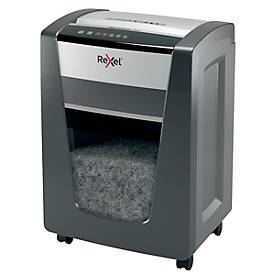 Rexel Momentum X420 Aktenvernichter P4, Partikelschnitt 4 x 40 mm, 30 l, 20 Blatt Schnittleistung, Anti-Papierstau-Technologie, mit Rollen, schwarz