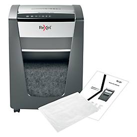 Rexel Momentum X420 Aktenvernichter P4, Partikelschnitt 4 x 40 mm, 30 l, 20 Blatt Schnittleistung, Anti-Papierstau-Technologie, mit Rollen, schwarz