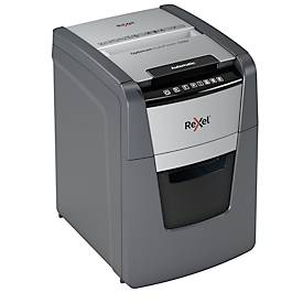 Rexel Optimum AutoFeed+ 100M Aktenvernichter P5, Vollautomatik, Mikroschnitt 2 x 15 mm, 34 l, 100 Blatt Schnittleistung, schwarz