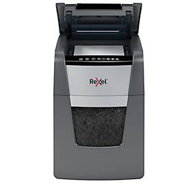 Rexel Optimum AutoFeed+ 100X Aktenvernichter P4, Vollautomatik, Partikelschnitt 4 x 28 mm, 34 l, 100 Blatt Schnittleistung, schwarz