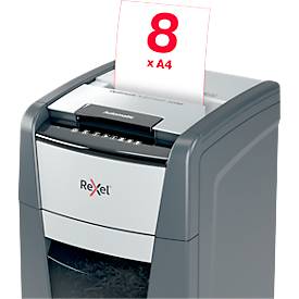Rexel Optimum AutoFeed+ 225M Aktenvernichter P5, Vollautomatik, Mikroschnitt 2 x 15 mm, 60 l, 225 Blatt Schnittleistung, mit Rollen, schwarz