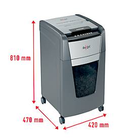 Rexel Optimum AutoFeed+ 225M Aktenvernichter P5, Vollautomatik, Mikroschnitt 2 x 15 mm, 60 l, 225 Blatt Schnittleistung, mit Rollen, schwarz