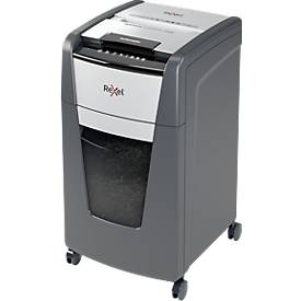 Rexel Optimum AutoFeed+ 225X Aktenvernichter P4, Vollautomatik, Partikelschnitt 4 x 25 mm, 60 l, 225 Blatt Schnittleistung, mit Rollen, schwarz