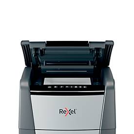 Rexel Optimum AutoFeed+ 225X Aktenvernichter P4, Vollautomatik, Partikelschnitt 4 x 25 mm, 60 l, 225 Blatt Schnittleistung, mit Rollen, schwarz