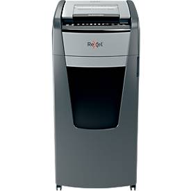 Rexel Optimum AutoFeed+ 600X Aktenvernichter P4, Vollautomatik, Partikelschnitt 4 x 36 mm, 110 l, 600 Blatt Schnittleistung, mit Rollen, schwarz