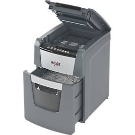 Rexel Optimum AutoFeed+ 90X Aktenvernichter, P4, Vollautomatik, Partikelschnitt 4 x 28 mm, 34 l, 90 Blatt Schnittleistung, schwarz