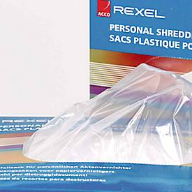 Rexel Plastikabfallsäcke, für Aktenvernichter für Großraumbüros, 115 Liter, in praktischer Spenderbox, 100 Stück, transparent