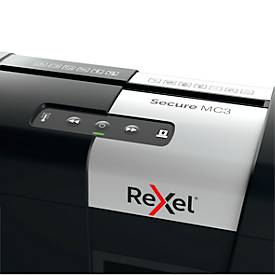 Rexel Secure MC3 Whisper-Shred™ Aktenvernichter P5, Mikroschnitt 2 x 15 mm, 10 l, 3 Blatt Schnittleistung, Anti-Papierstau-Technologie, schwarz