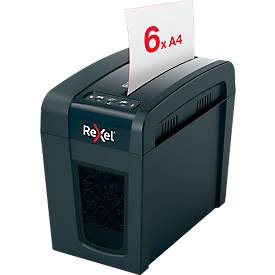 Rexel Secure X6-SL Slimline Whisper-Shred™ Aktenvernichter P4, Partikelschnitt 4 x 40 mm, 10 l, 6 Blatt Schnittleistung, schwarz