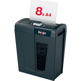 Rexel Secure X8 Aktenvernichter P4, Partikelschnitt 4 x 40 mm, 14 l, 8 Blatt Schnittleistung, Anti-Papierstau-Technologie, schwarz