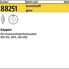 Reyher Abdeckkappen 88251, Kunststoff grau, Ø 12 mm, für Innen-6kt M14, 200 Stück