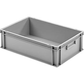 Ringoplast Kunststoffkasten Serie Unista L175, geschlossene Griffmulde, glatter Boden, L 600 x B 400 x H 175 mm, grau