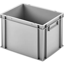 Ringoplast Kunststoffkasten Serie Unista M280, geschlossene Griffmulde, verrippter Boden, L 400 x B 300 x H 280 mm, grau