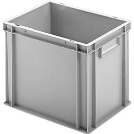 Ringoplast Kunststoffkasten Serie Unista M320, geschlossene Griffmulde, verrippter Boden, L 400 x B 300 x H 320 mm, grau