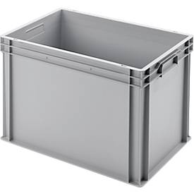 Ringoplast Kunststoffkasten UNISTA L420, PP, verstärkter Boden, stapelbar, B 600 x T 400 x H 420 mm, hellgrau, mit Unterfassgriffen